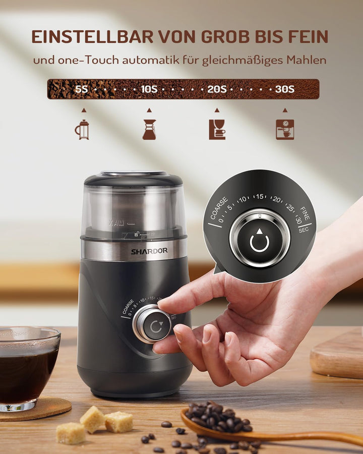 SHARDOR Kaffeemühle Elektrisch Gewürzmühle Leiser Präzisen Einstellbare Mahlgrad Kaffeemühlen,Edelst