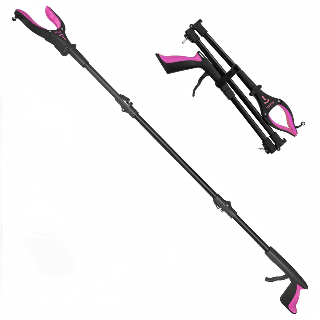 Kekoy 112cm Greifer Mit Licht, Faltbare Greifer FüR Senioren, MüLlzange Greifzange Drehbarer Kopf, G