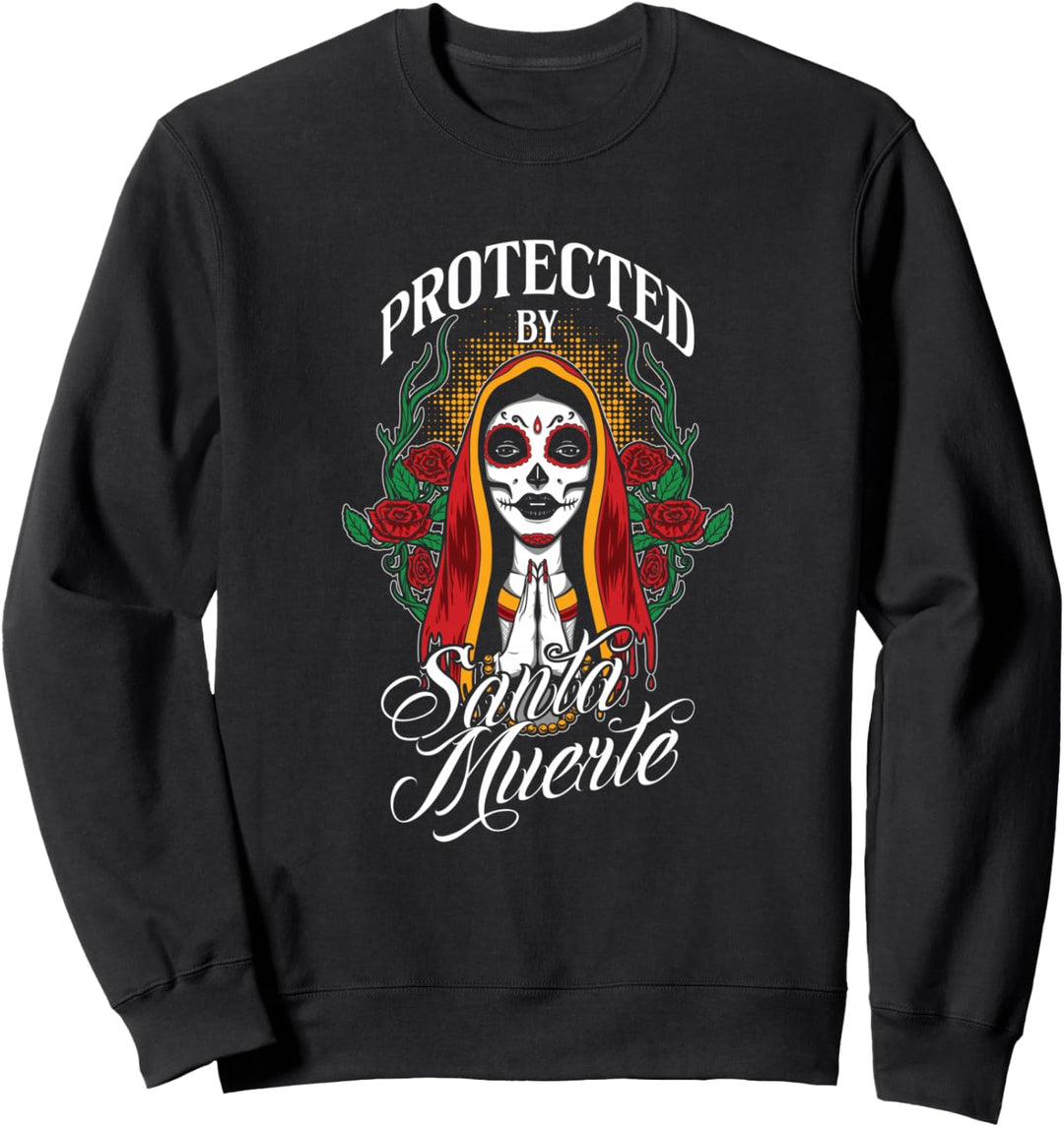 Von Santa Muerte Protected | Frau Skelett | Mexikanisches Mexiko Sweatshirt