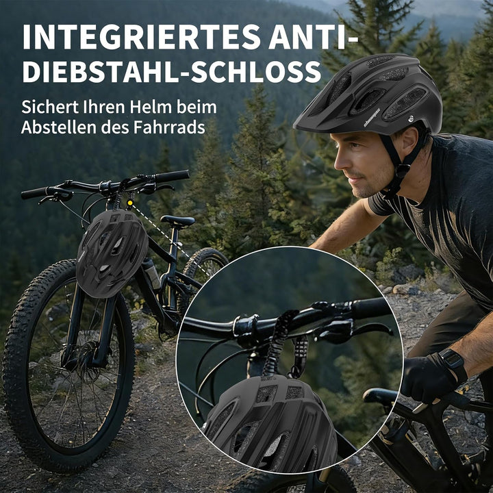 Shinmax Fahrradhelm für Herren Damen, Fahrrad Helm mit Beweglich Visier Schwarz M(54-58CM), Schwarz