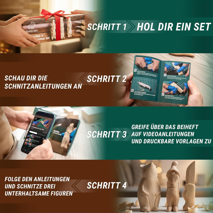 BeaverCraft S15 Holzschnitzset – Schnitzwerkzeugset – Kerbschnitzmesser-Set – Schnitzmesserset Schni