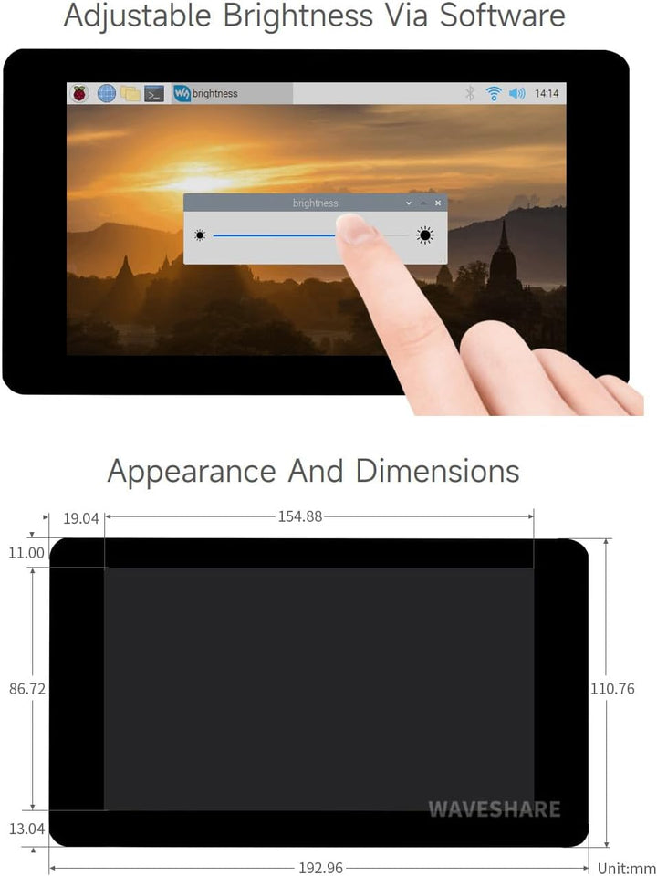 Waveshare 7inch Capacitive Touch Display for Raspberry Pi 800×480 Resolution with DSI Interface