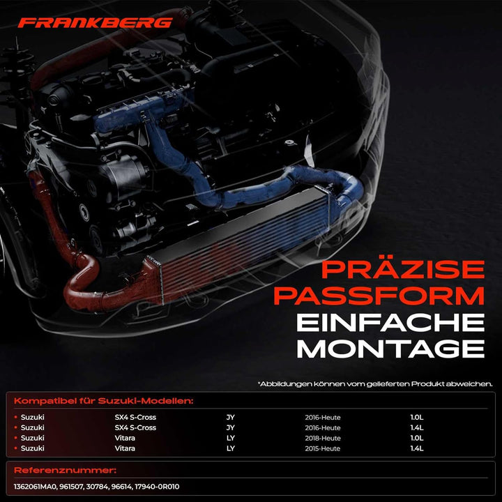 Frankberg Ladeluftkühler Turbokühler Benzin Kompatibel mit SX4 S-Cross JY 1.0L 1.4L 2016-Heute Vitar