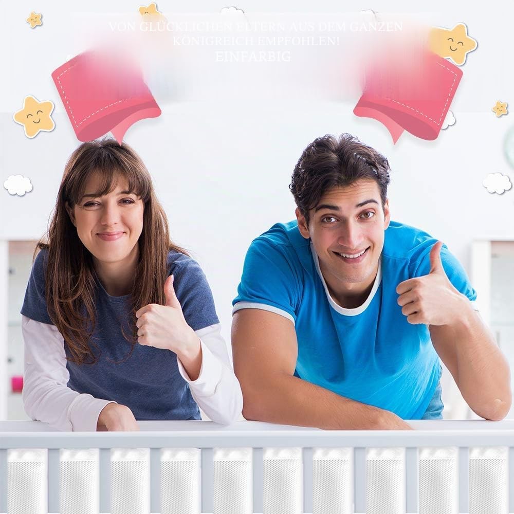 4 Sided Mesh Baby Cot Bumper, BS EN 16780, Breathable Safe Rosa, Rosa