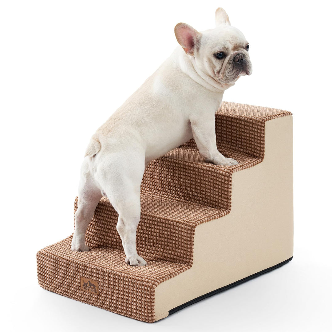 COZY KISS Hundetreppe für Kleine Hunde, 4 Stufen Breiter Haustiertreppe für Bett Couch Auto, 45cm Ho