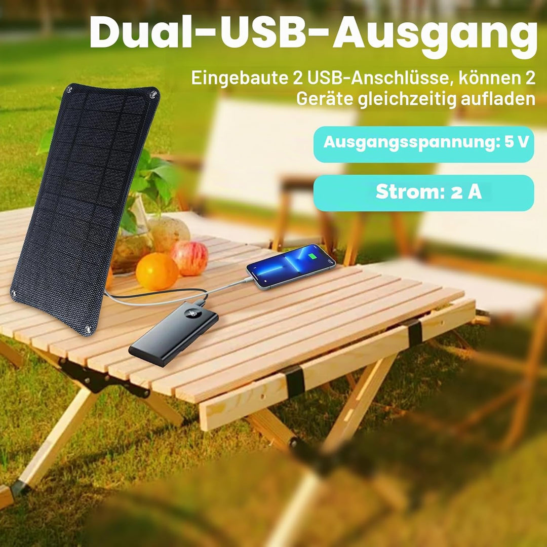 10W 5V Solarpanel, Ausgang Dual-USB-Port 2A, bequemes Solarpanel-Ladegerät, Ladegerät für Rucksack,