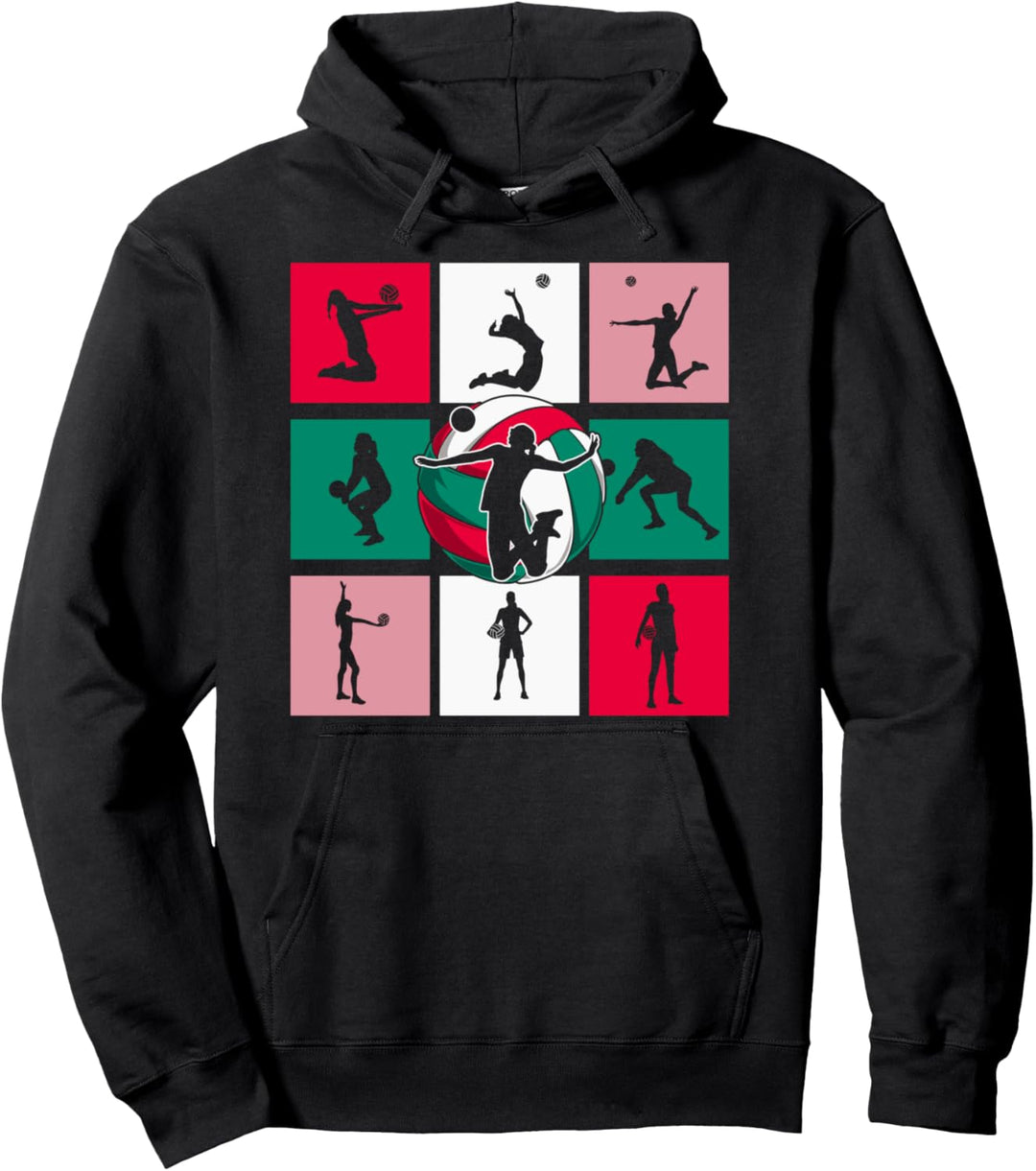 Coole Volleyball Silhouette Design Girl Volleyball Pullover Hoodie