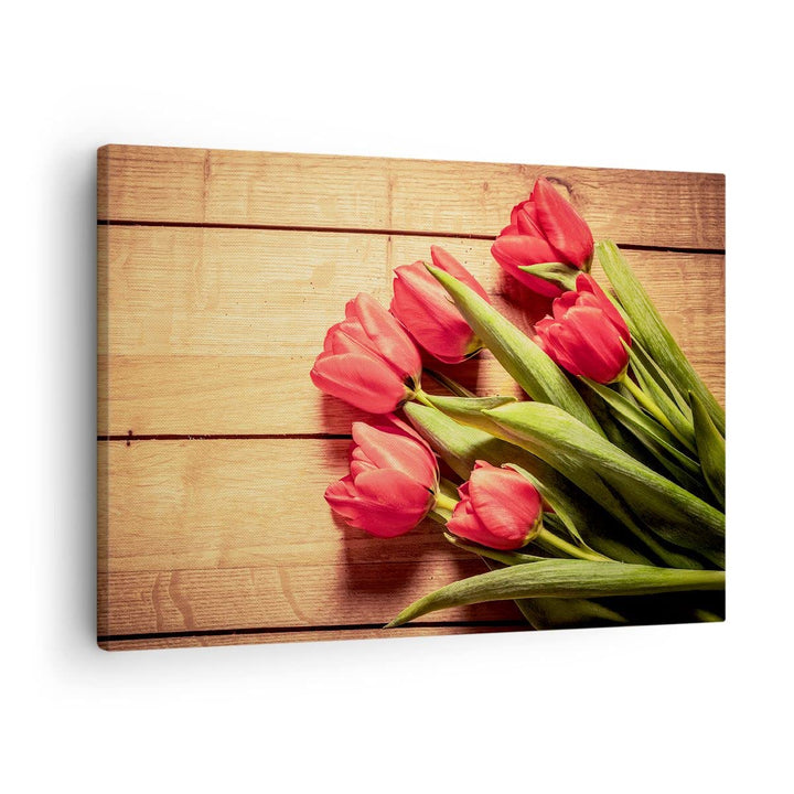 Bilder auf Leinwand Tulpen Blumenstrauss Sommer Garten Leinwandbild 70x50cm Wandbilder Dekoration Wo