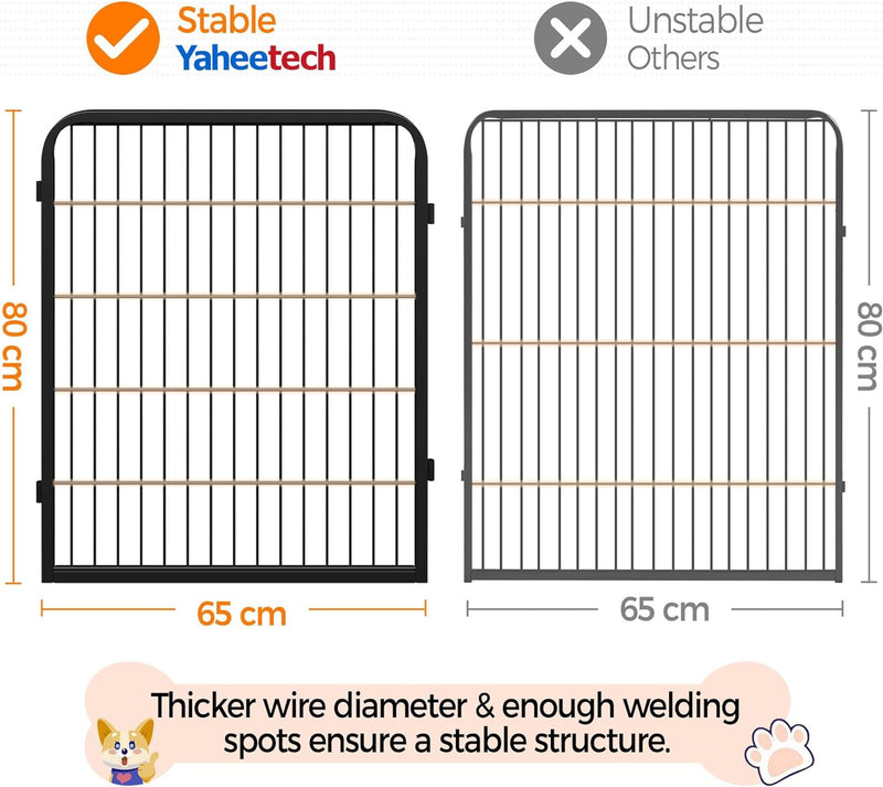 Yaheetech 12-teilig Welpenlaufstall 80cm hoch, Welpenauslauf mit 2 Türen, faltbares Freilaufgehege,