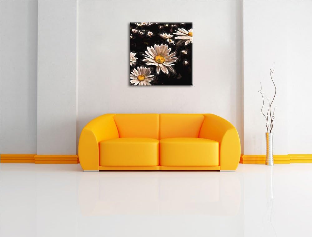 Pixxprint Margeriten als Leinwandbild/Grösse: 70x70 cm/Wandbild/Kunstdruck/fertig bespannt, 70x70