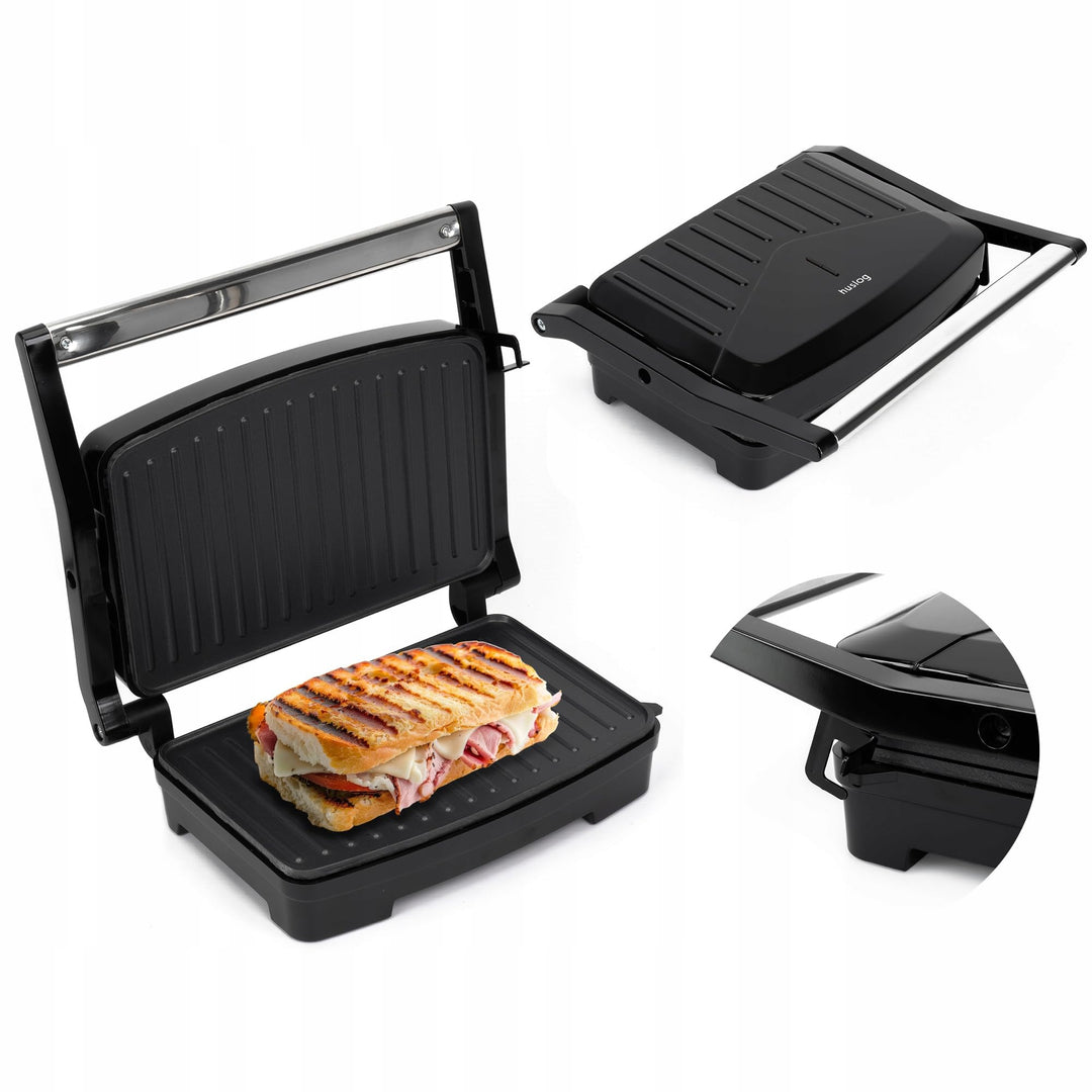 Sandwichmaker, Panini-toaster, Elektrischer Grill, Schwarz, 1000W