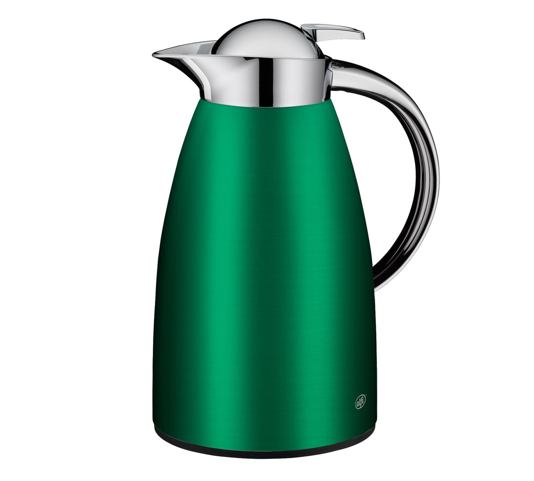 alfi SIGNO 1.0l, satin grün, Edelstahl-Isolierkanne mit hygienischem Hartglaseinsatz, Drehverschluss