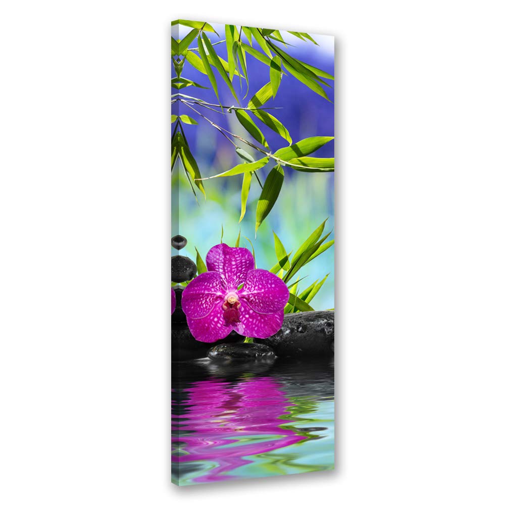 Feeby Bild auf Leinwand Orchidee Kunstdruck modern Blume Violett 30x90 cm Leinwandbild 30x90 cm Viol