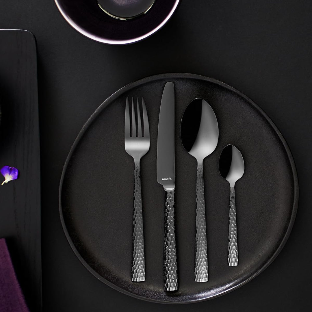 Amefa Felicity PVD Kuchengabel Set 6-teilig | Schwarz | PVD Dessertgabel Set für 6 Personen | Desser