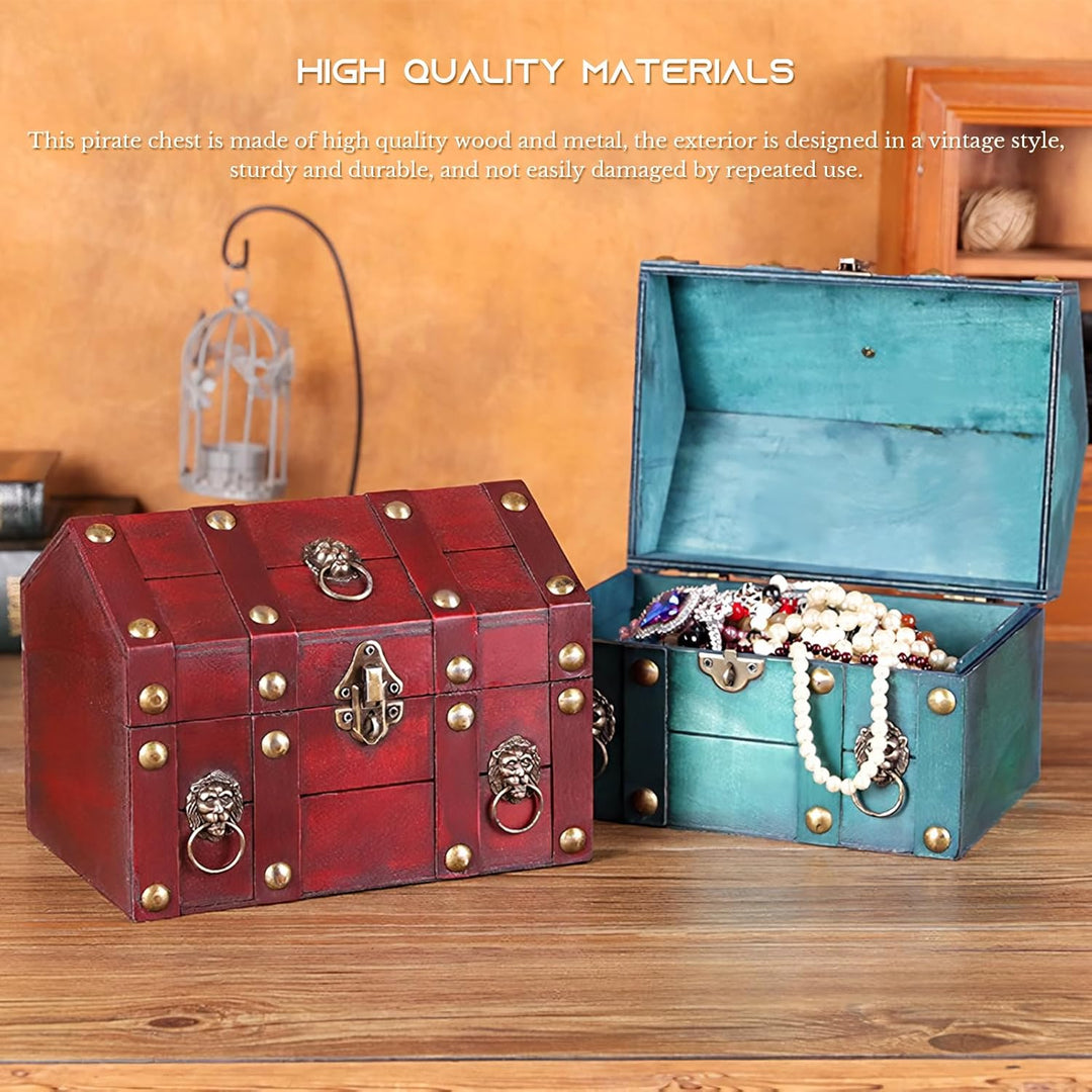 Gugxiom Schatztruhe, Schatzkiste aus Holz mit Zahlenschloss, Handgefertigte Dekorative Box, Vintage-