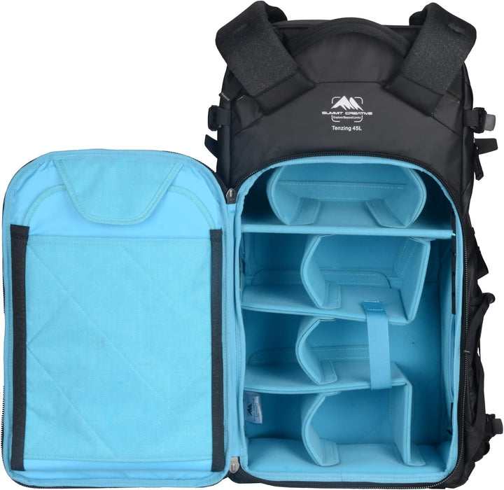 Summit Creative Tenzing Kamerarucksack mit Reissverschluss 45L Schwarz, 45L Schwarz