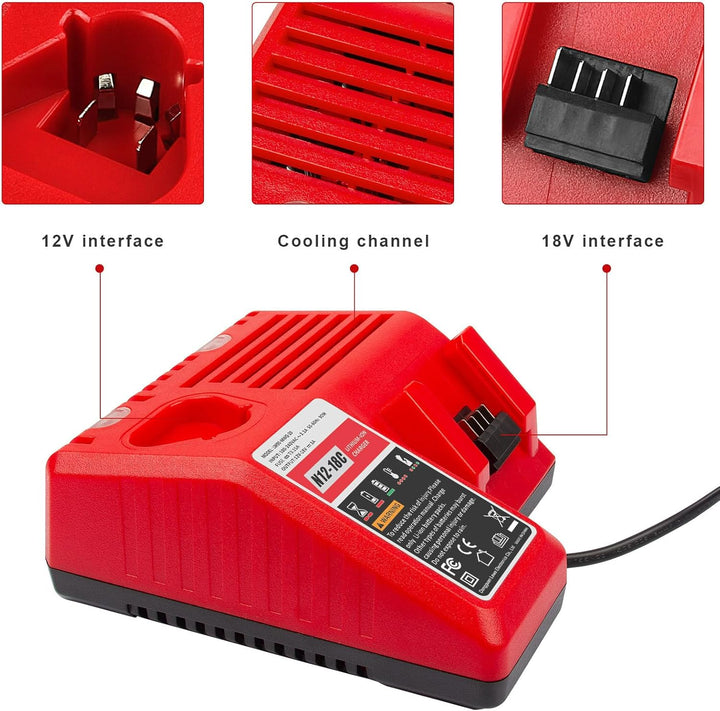 ASUNCELL M12 &amp; M18 Ladegerät für Milwaukee M18 M12 akku, Doppelte Ports Ersatzladegeräte für Milwauk