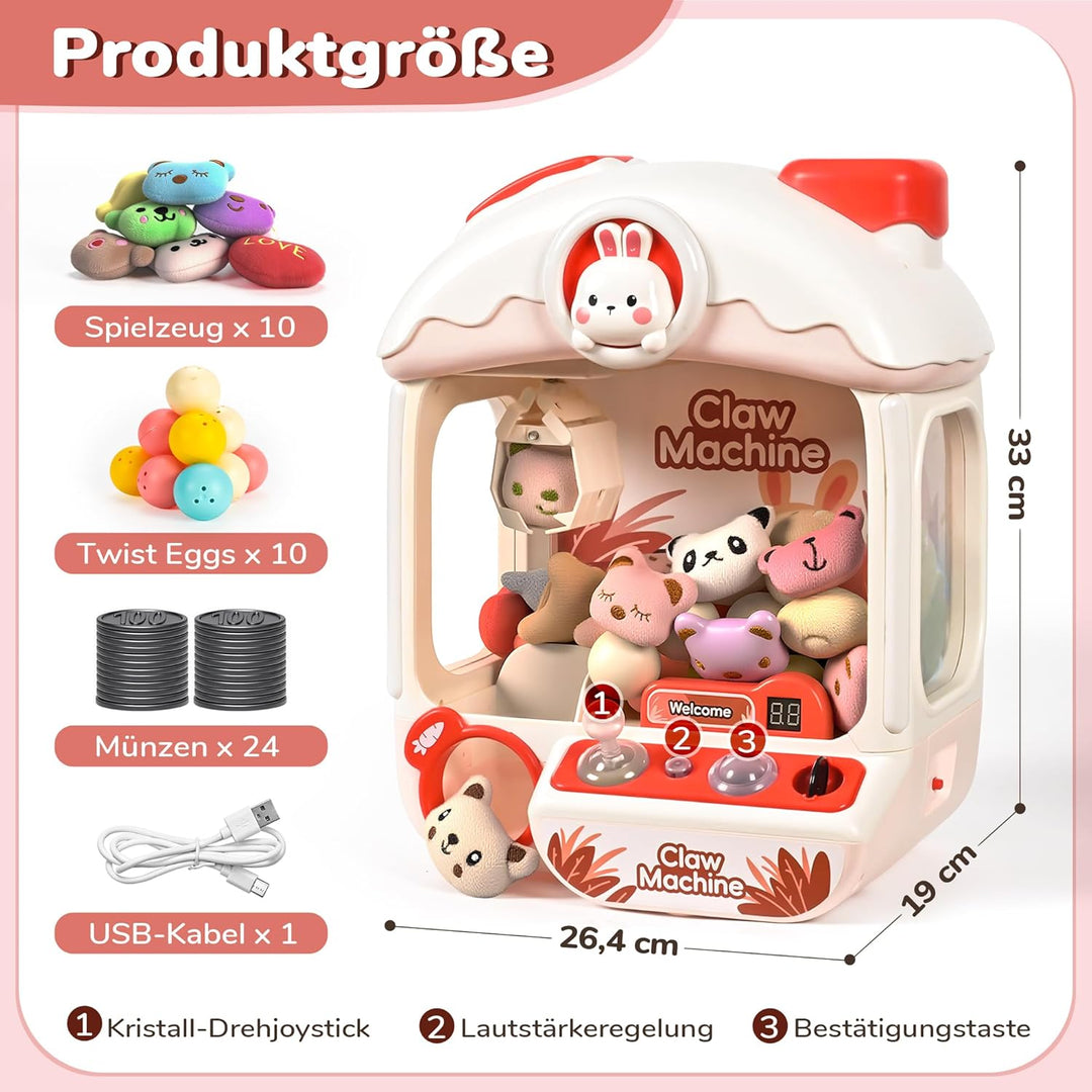 cossy Greifautomat, Greifautomat Kinder mit Licht und Musik, Süsser Kaninchen Candy Grabber mit 24 S