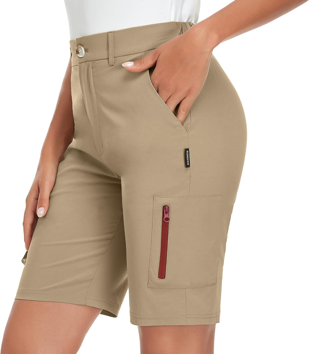 Soneven Wanderhose Damen Kurz Cargoshorts Bermuda Shorts Sommer Outdoor Trekkinghose Leichte Schnell