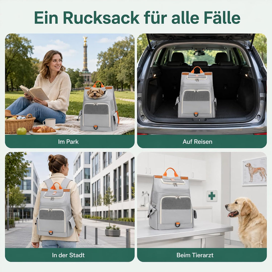 Rucksack für Katze und Hund Tragbarer, geräumiger und atmungsaktiver Katzenrucksack (grau)