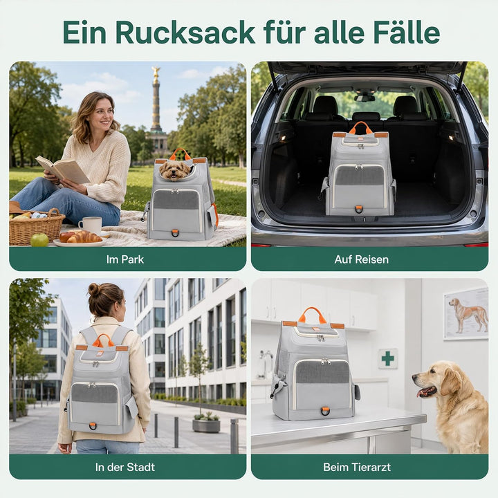 Rucksack für Katze und Hund Tragbarer, geräumiger und atmungsaktiver Katzenrucksack (grau)