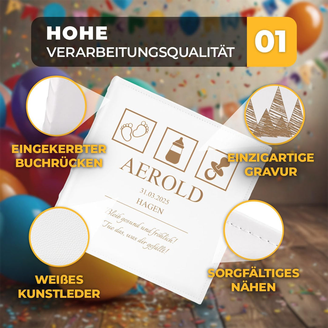 Maverton personalisiertes Fotoalbum zum Einstecken 10x15 cm - Einsteckalbum mit Gravur für 500 Fotos
