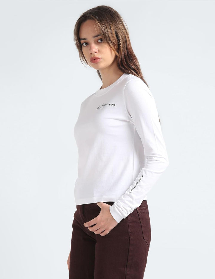 Calvin Klein Damen Langarm T-Shirts XS Weiss (Bright White), XS Wei&amp;