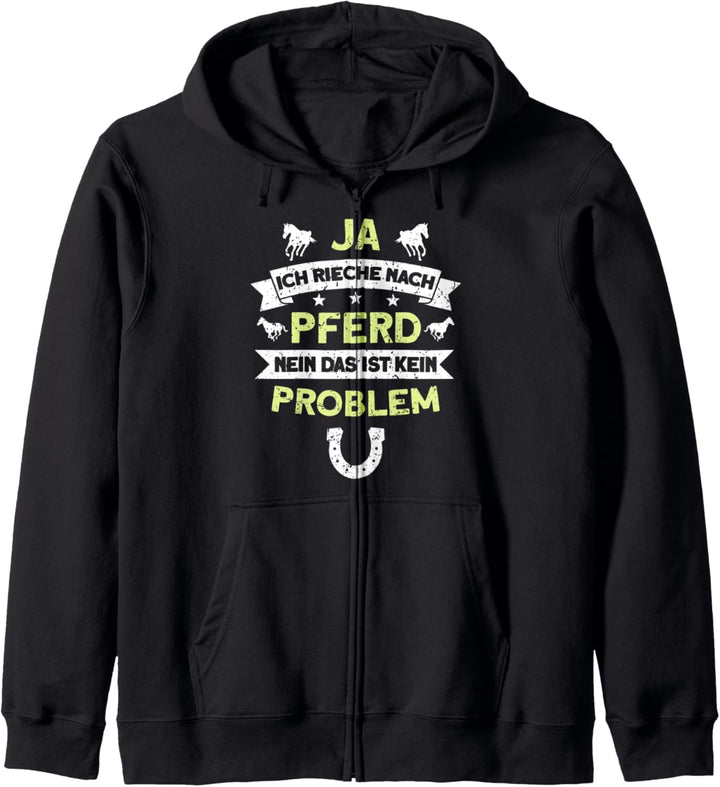 Ja ich rieche nach Pferd Mädchen Reitsport Kapuzenjacke