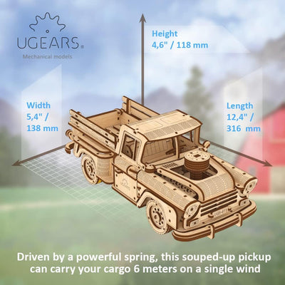 UGEARS Retro Modellbau Holz Auto - Pickup Truck Lumberjack der 1950er Jahre 3D Holzpuzzle für Erwach