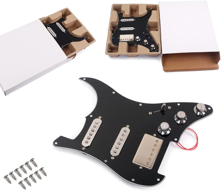 Ogdni SSH Schlagbrett-Set für Strat E-Gitarre, vorverdrahtet, Schwarz