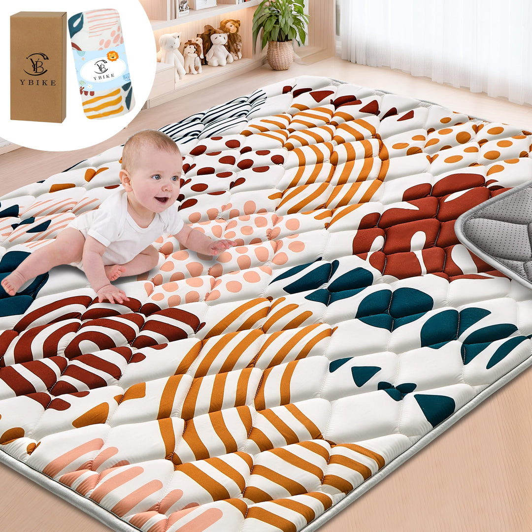 YBIKE Baby Spielmatte, Faltbare Grosse rutschfeste Dicke Baby Krabbelmatte 180x150cm, Tragbare Weich