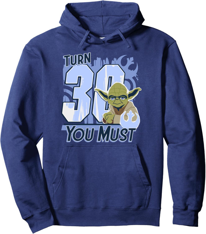 Star Wars Yoda Turn 30 You Must Rebel Logo Portrait Pullover Hoodie