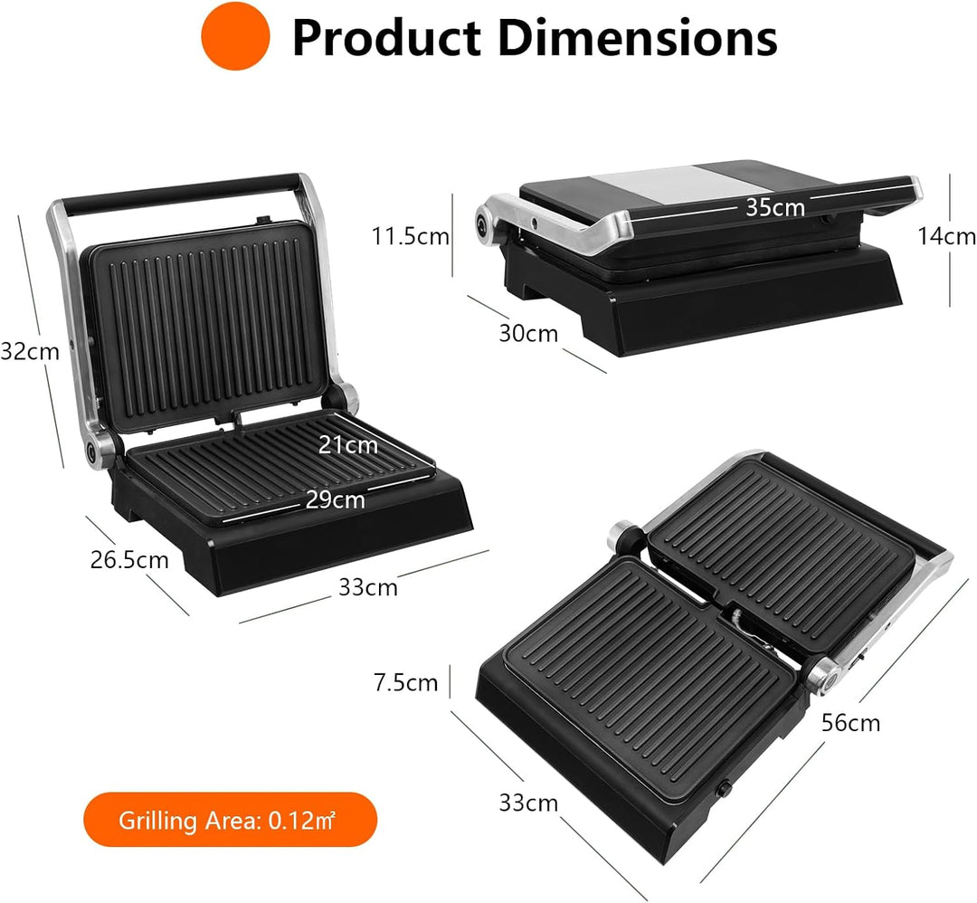 SOARS Sandwichmaker 3-in-1, 1800 – 2000 W, elektrische Panini-Maschine mit 5 Kochmodi, 200 – 230 °C,