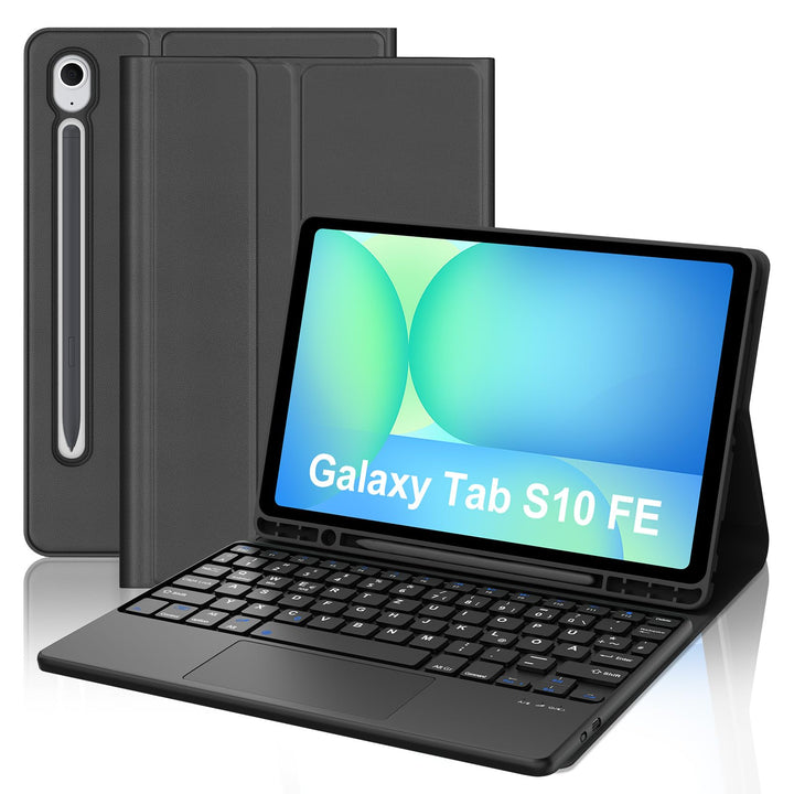 Hülle mit Trackpad Tastatur für Samsung Galaxy Tab S10 FE/S9 FE/S9 10,9/11 Zoll (2025/2023), Bluetoo