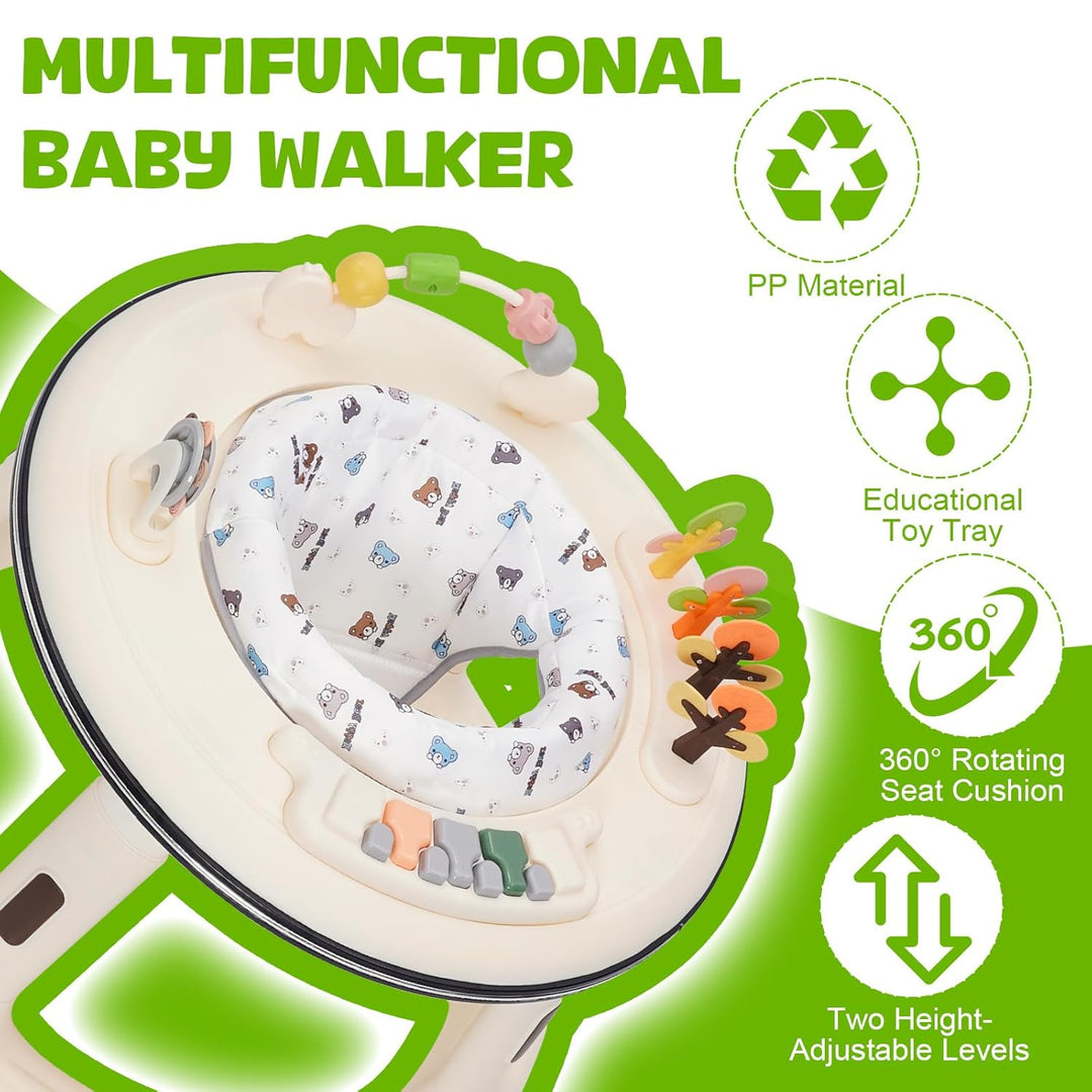 Lauflernhilfe, Baby Walker Höhenverstellbar mit 360° Drehbares Sitzkissen,Überrollsicherer Lauflernw