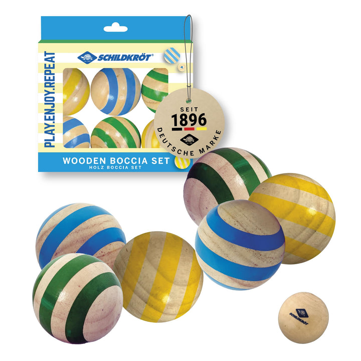 Schildkröt Boccia Set aus FSC Holz für Kinder und Familien I 6 farbige Boccia Kugeln Plus Zielkugel