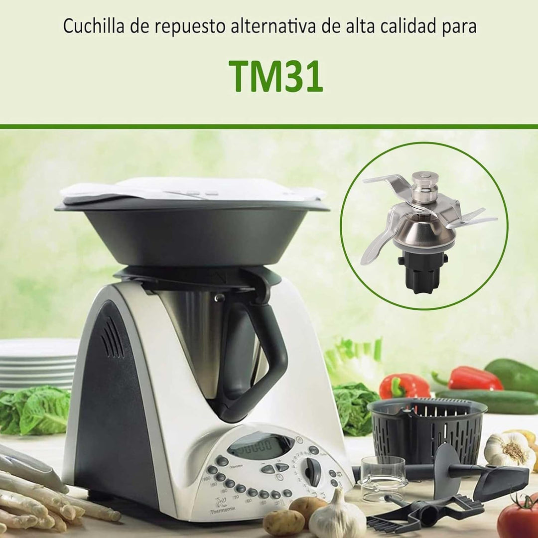 Messer für Thermomix TM31,TM31 Ersatzklinge mit Dichtungsring,Ersatzmesser Edelstahl Ersatzteile Kom
