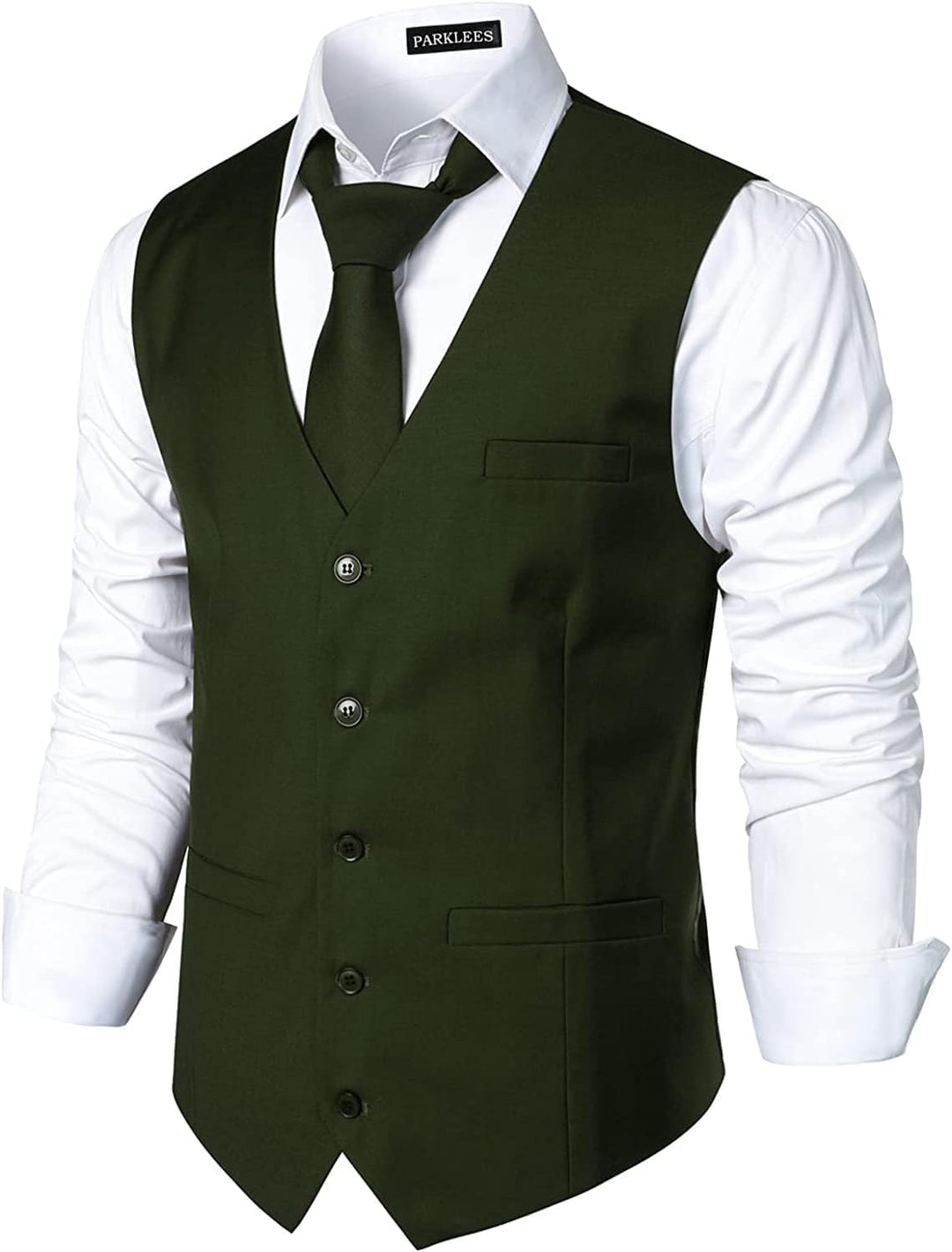 PARKLEES Herren Hipster Urban Design Business formelle Weste Slim Fit Anzug Smoking Kleid Weste S Ol