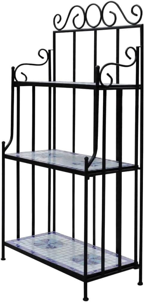 vidaXL Wandregal Mosaik Standregal Pflanzregal Blumentreppe Garten Blumenregal Blau und Weiss, Blau