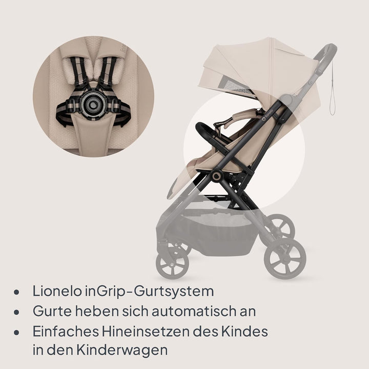 Lionelo Tansi Reisebuggy bis 22 kg, 6 Monate–4 Jahre, Kompakt Faltbar mit Einhand Auto Folding, Grav