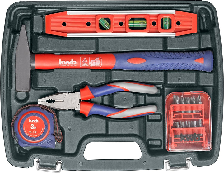 kwb Werkzeug-Koffer inkl. Werkzeug-Set, 40-teilig, gefüllt, robust und hochwertig, ideal für den Hau