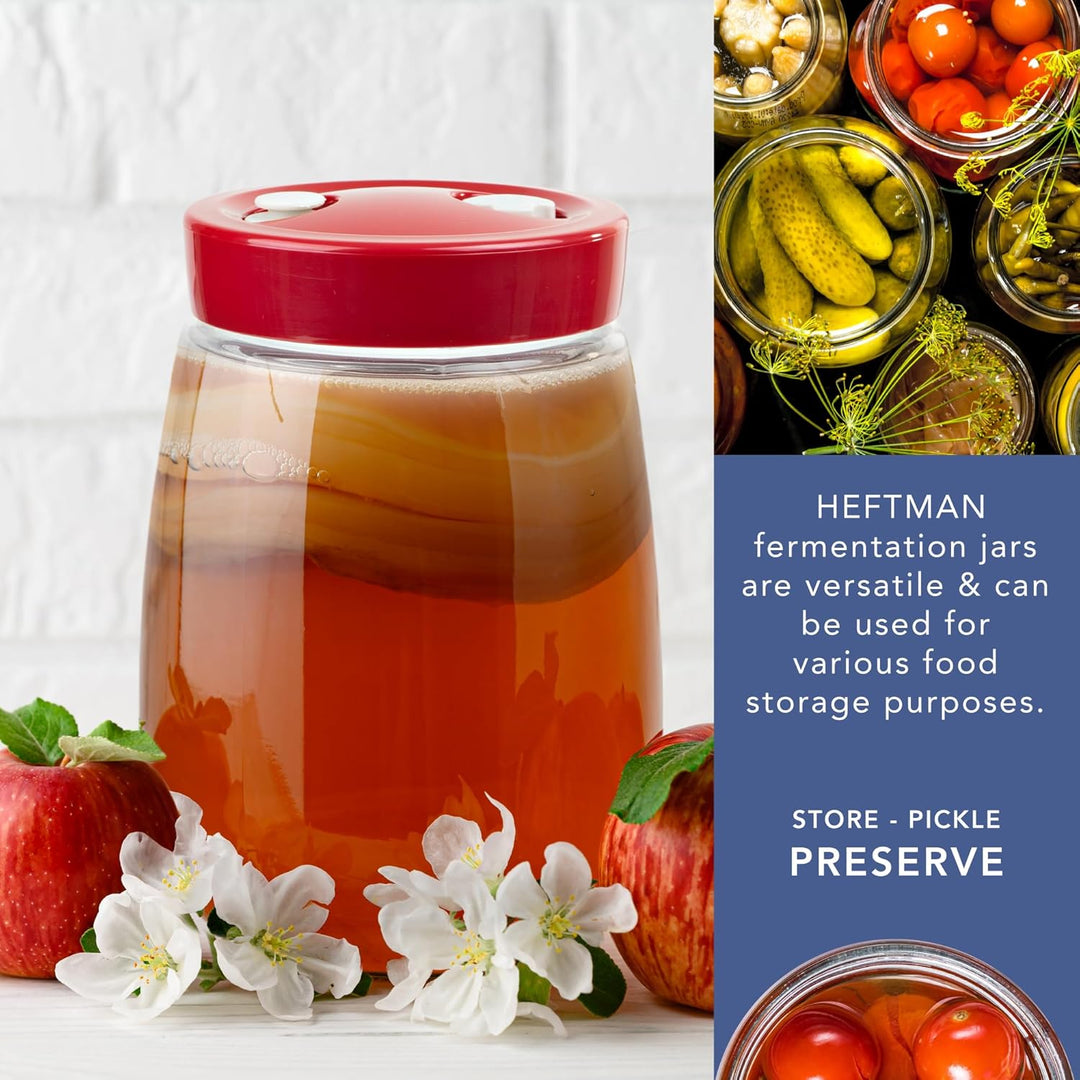 HEFTMAN Gärglas mit Entlüftungsventil mit 1-Wege-Entlüftung – 1,4 l Gärglas für Kefir, Kimchi, Sauer