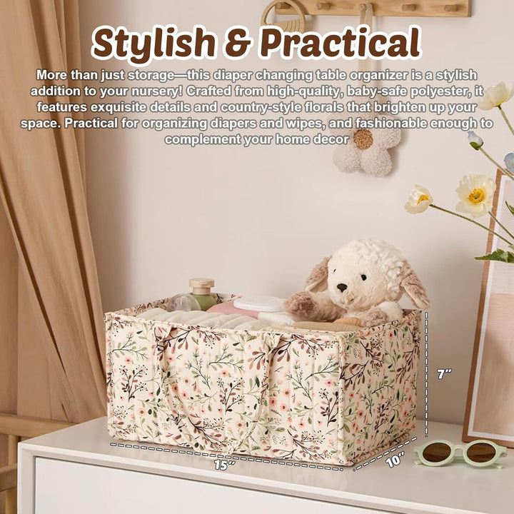 Wickeltasche Organizer, Baby Windel Caddy Organizer, 38x25.5x18cmcm Wickel Organizer mit Fächern & G