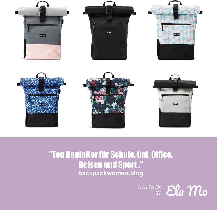 Ela Mo’s Rucksack Damen | Schön und Durchdacht | für Uni Reisen Freizeit Job | mit Laptopfach & Anti