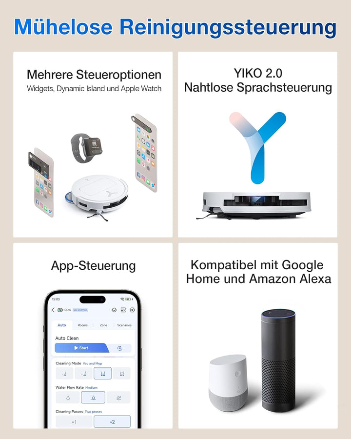 ECOVACS T50 Omni Gen2 Saugroboter mit Wischfunktion 21.000 Pa, ZeroTangle Silberweiss, Silberweiss