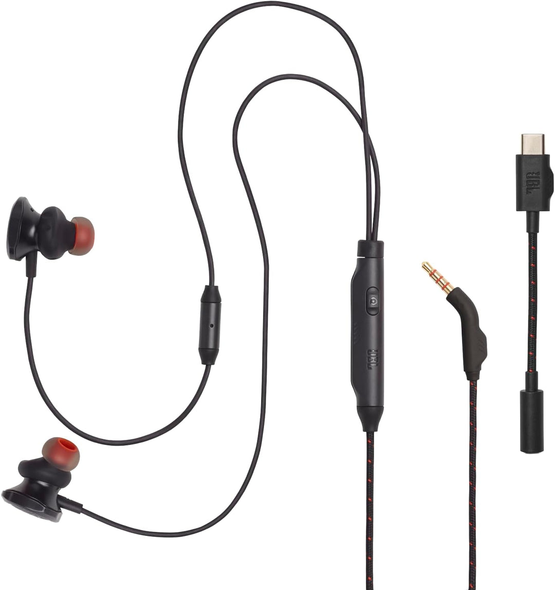 JBL Quantum 50C, kabelgebundenes In-Ear-USB-C-Gaming-Headset mit JBL QuantumSURROUND Sound, Multi-Pl
