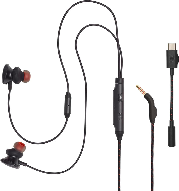 JBL Quantum 50C, kabelgebundenes In-Ear-USB-C-Gaming-Headset mit JBL QuantumSURROUND Sound, Multi-Pl