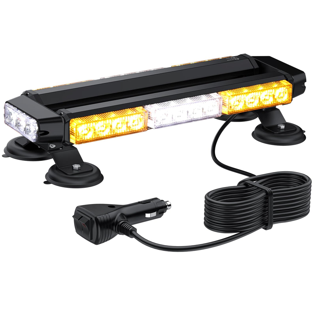 Justech 30 LEDs Rundumleuchte 7 Modi Blitzleuchte Schraube Starker Magnet Amber Gelb + Weiss Decke L