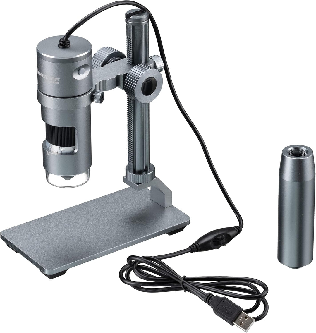 Bresser Digitales Mikroskop mit LED Ringlicht, Auflichtmikroskop DST-1028 mit USB Anschluss für PCS,
