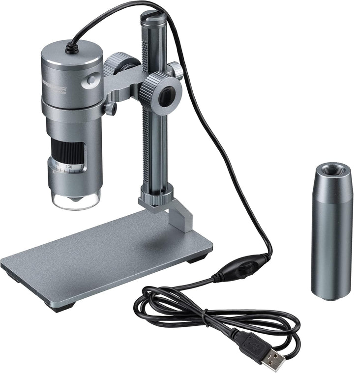 Bresser Digitales Mikroskop mit LED Ringlicht, Auflichtmikroskop DST-1028 mit USB Anschluss für PCS,